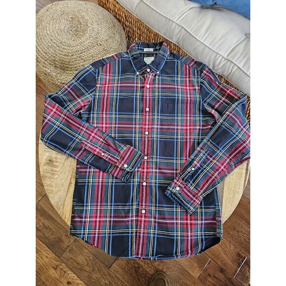 J. Crew Factory Other - J.CREW Shirt Mens M Tartan Secret Wash Slim Plaid Button Up Cotton Stretch Black